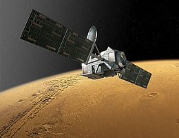 Eine künstlerische Darstellung des Trace Gas Orbiters.
(Bild: ESA)
