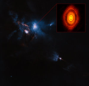 ALMA (ESO, NAOJ, NRAO), Hubble (NASA, ESA). Acknowledgement: Judy Schmidt