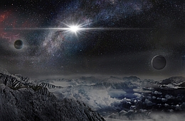 Künstlerische Darstellung: So sähe man ASAS-SN-15lh von einem Exoplaneten in einem Abstand von 10.000 Lichtjahren von der Nova
(Bild: Beijing Planetarium / Jin Ma)