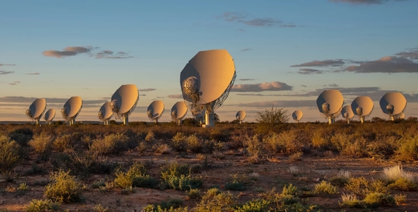 Die Beobachtungen erfolgten mit dem empfindlichen MeerKAT-Radioteleskop in der Karoo-Halbwüste in Südafrika. (Bild: SARAO)