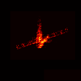 Letzte Bilder von Aeolus während seiner kurzen Phase als Weltraummüll, aufgenommen vom Weltraumbeobachtungsradar TIRA des Fraunhofer FHR. (Die Farbe steht für die Intensität des Radarechos.) (Animation: Fraunhofer FHR)