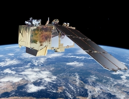 Sentinel-2-Satellit über der Erde - künsterlische Darstellung. (Bild: ESA/ATG medialab)