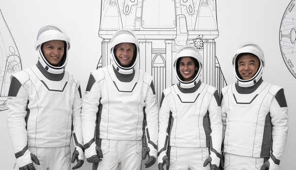 Von links: Konstantin Borissow, Andreas Mogensen, Jasmin Moghbeli Satoshi Furukawa. (Bild: SpaceX)