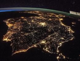 Blick auf die iberische Halbinsel bei Nacht, aufgenommen von der ISS. (Foto: NASA)