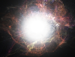 Diese künstlerische Darstellung zeigt die Staubbildung in der Umgebung einer Supernova-Explosion. (Bild: ESO/M. Kornmesser, CC BY-SA 4.0)