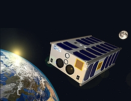 SONATE-2 im Orbit: Visualisierung des neuen Technologie-Erprobungssatelliten für hochautonome Nutzlasten und Künstliche Intelligenz. (Bild: Hakan Kayal / Universität Würzburg)