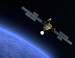 SATCOMBw 3-Satellit über der Erde - künstlerische Darstellung. (Grafik: Airbus)