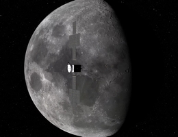 Am Montag, 19. August 2024, fliegt die Raumsonde JUICE in einem Abstand von nur 700 Kilometern am Mond vorbei.... (Grafik: ESA)