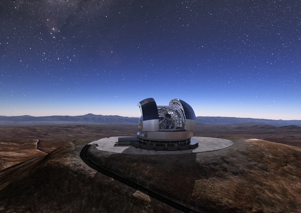 Künstlerische Darstellung des fertigen Teleskops am Cerro Amazones in Chile. (Bild: ESO/L. Calçada)