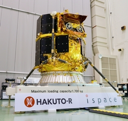 Rover TENACIOUS auf Mondlander RESILIENCE in Tsukuba, Japan bei der JAXA. (Bild: ispace)